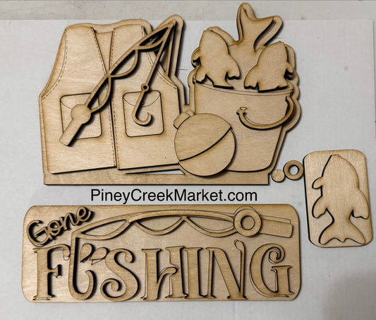 Vintage Truck (table top kit or hanging)add-on fits 12 inch truck Gone Fishing