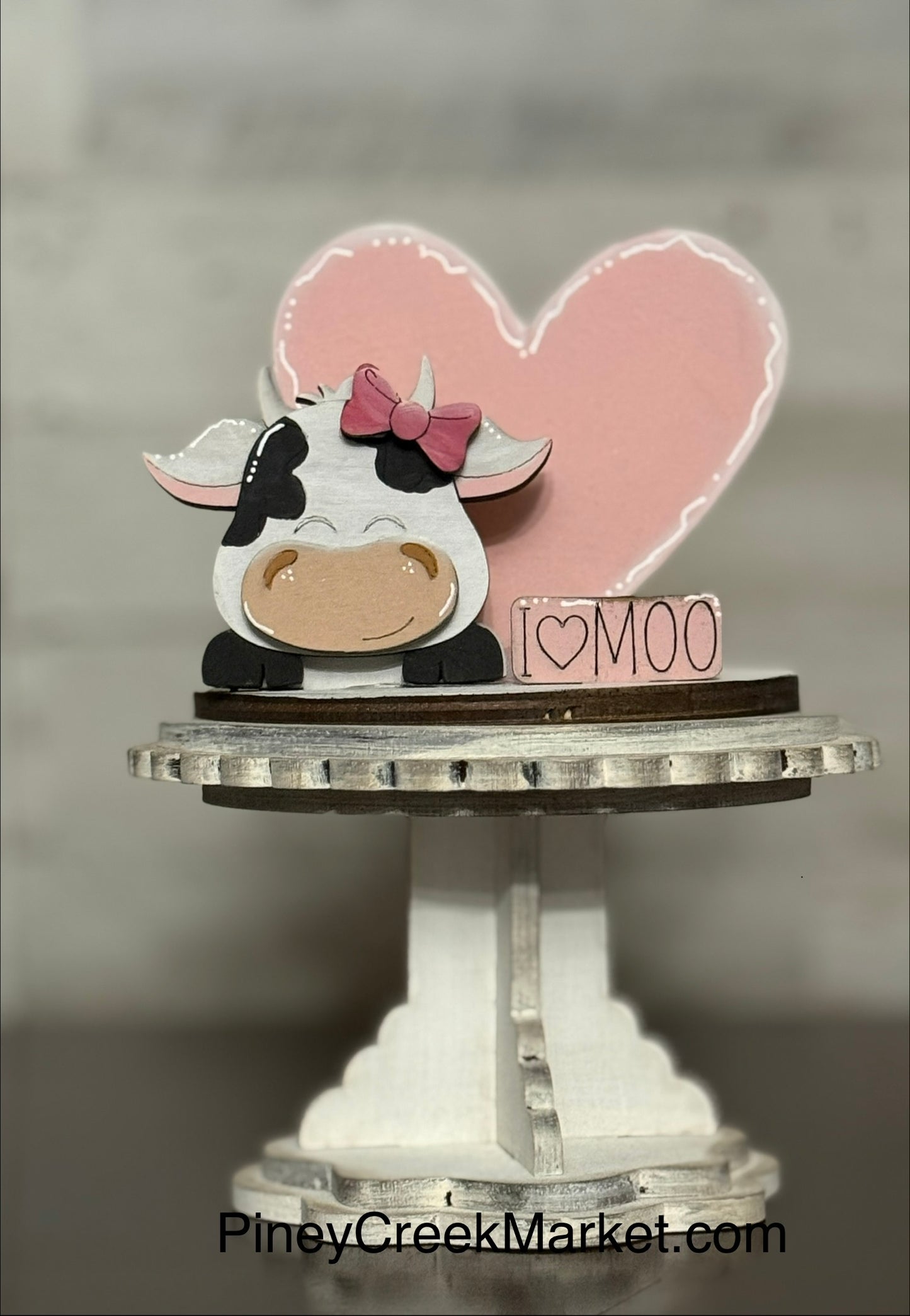 Small pedestal “Topper Only” Valentines Cow💕