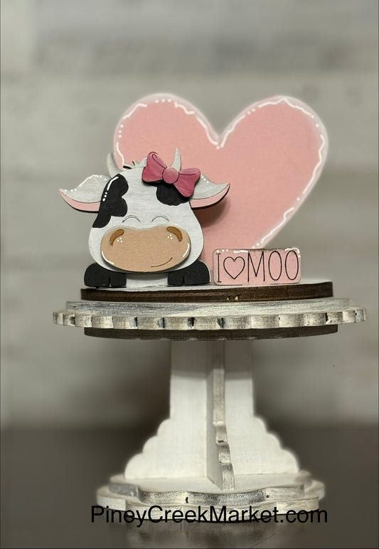 Small pedestal “Topper Only” Valentines Cow💕