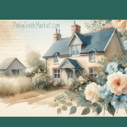 House #1 in pink and pale blues DOWNLOAD ONLY printable!