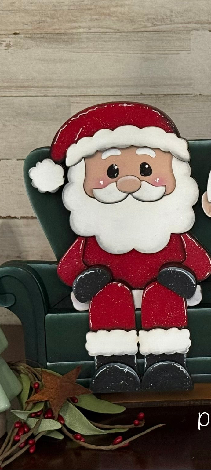 Santa shelf sitter Hangs over the edge of the couch and chair or your shelf!