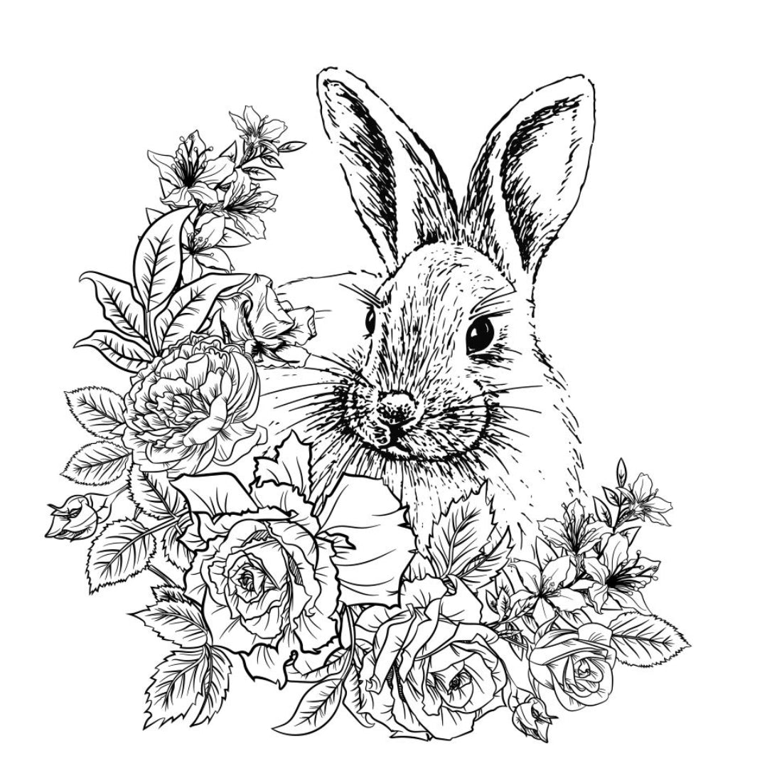 Little Hare & Roses Stencil