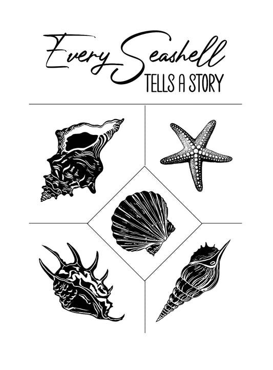 Reusable stencil Every Sea Shell