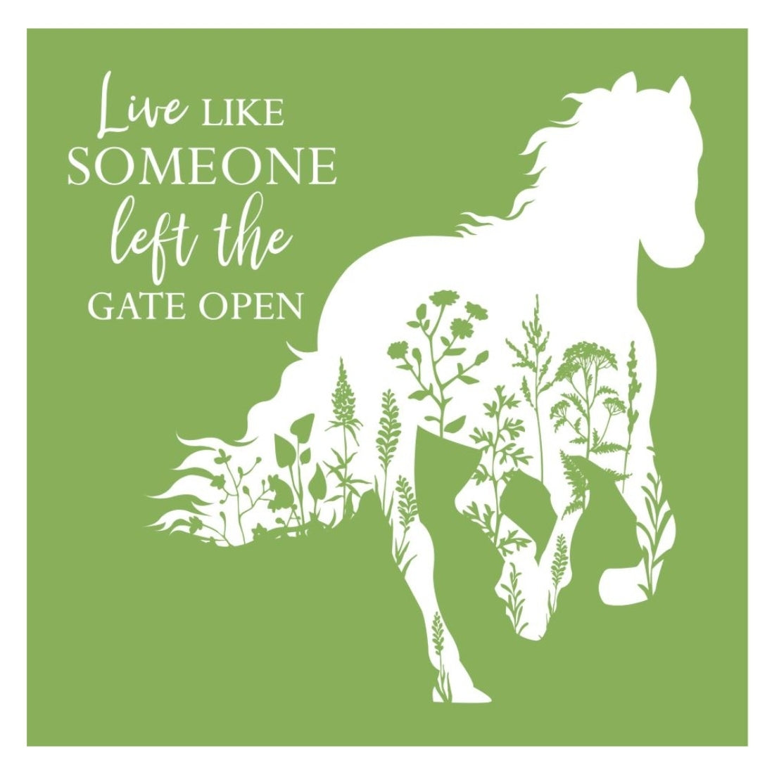 Reusable silkscreen stencil Live Life Horse