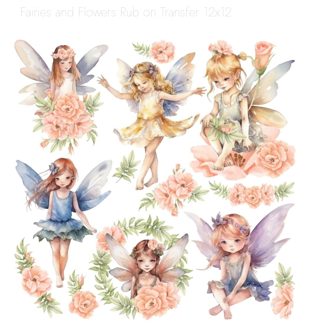 Fairies Rub-on transfers one set