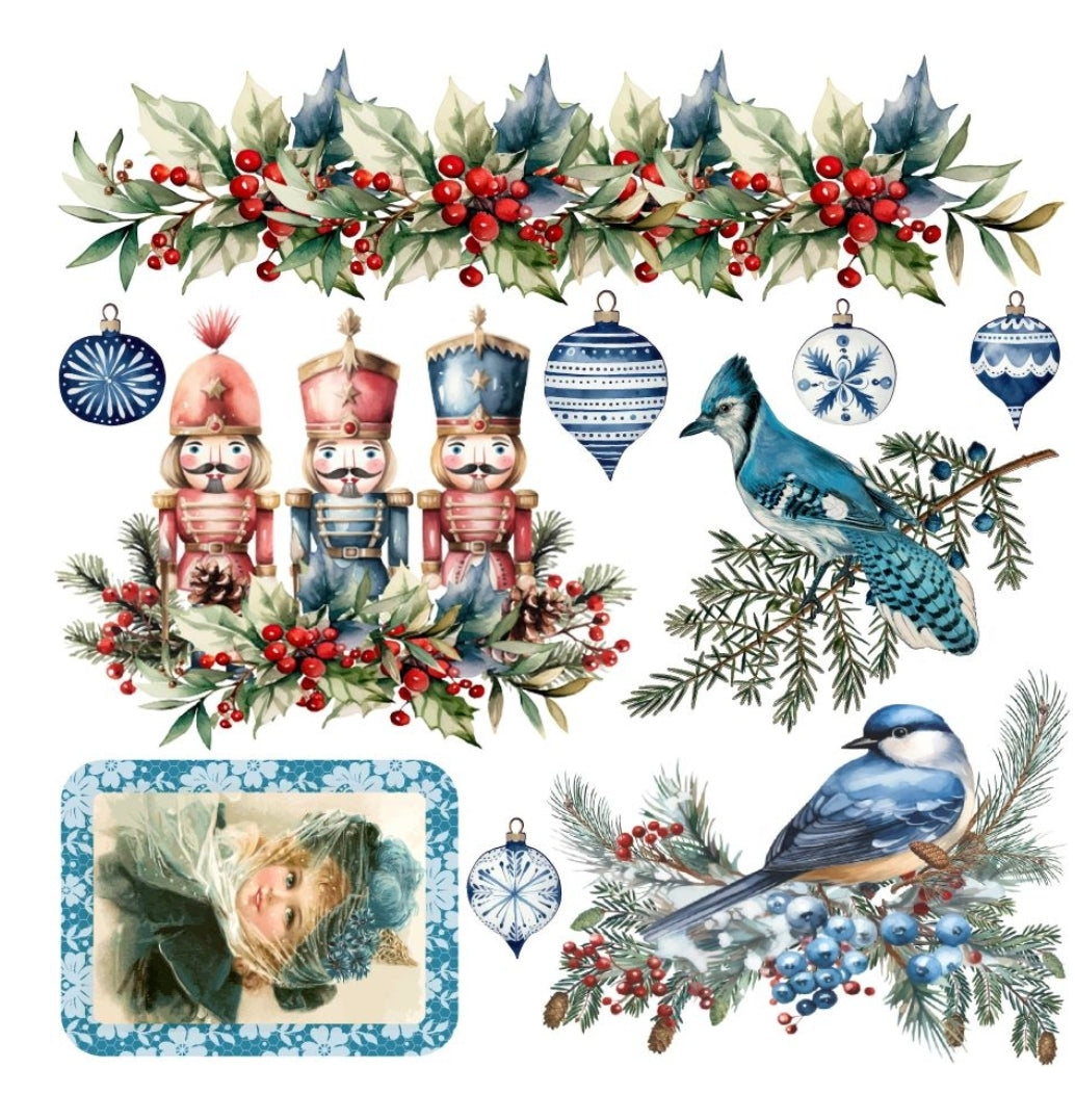 Blue Hues of Christmas Rub-on transfers