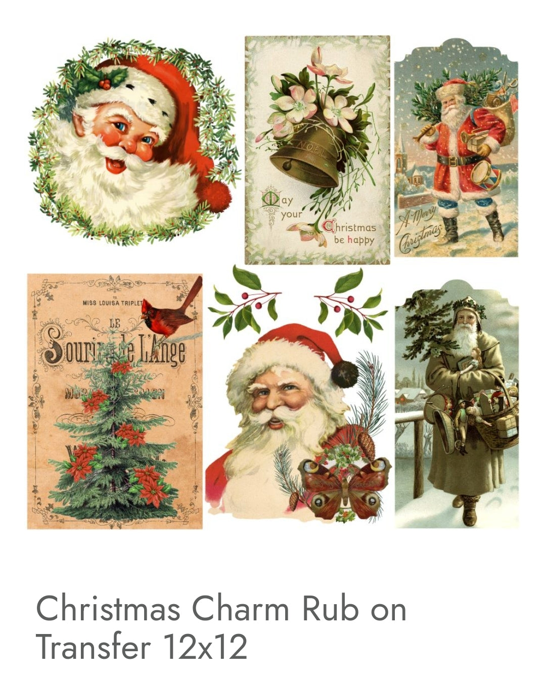 FOR Santa Christmas Rub-on transfers  WOOD CUTOUTS ONLY