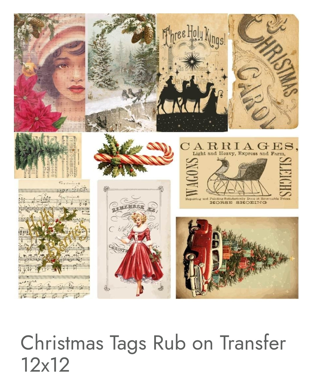 Christmas Tags Rub-on Transfers