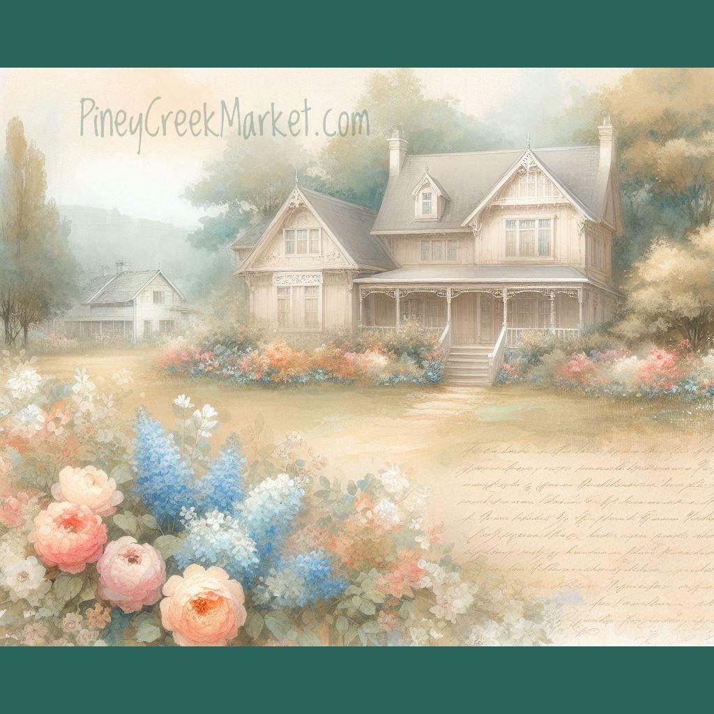 House #2 in pink and pale blues DOWNLOAD ONLY printable!