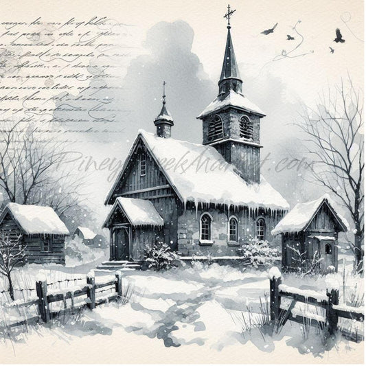 Winter Church #1  Printable Download